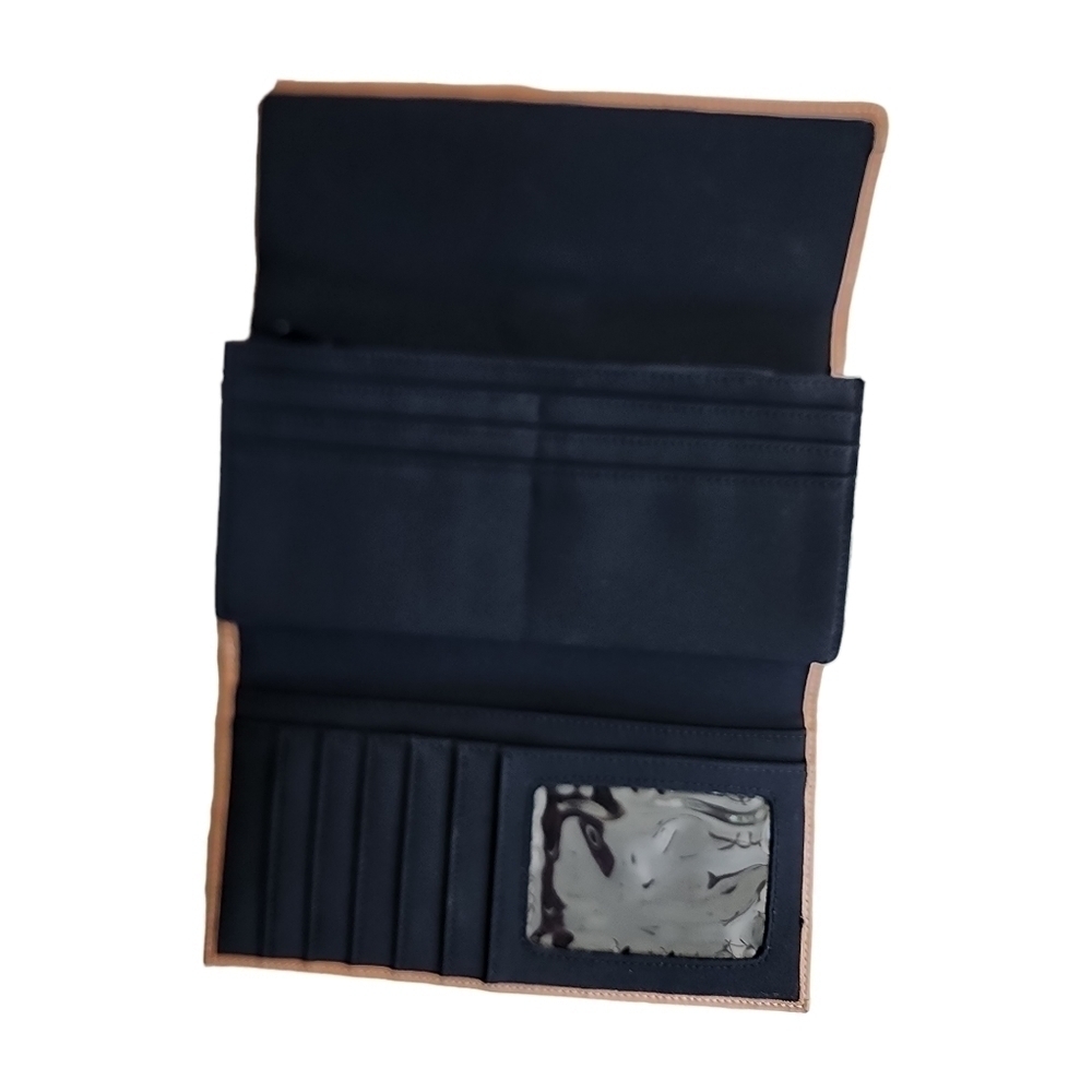 New Talbots Black and Tan Vinyl Leather Wallet - Picture 4 of 6